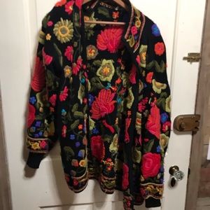 Embroidered colorful heavyweight sweater.